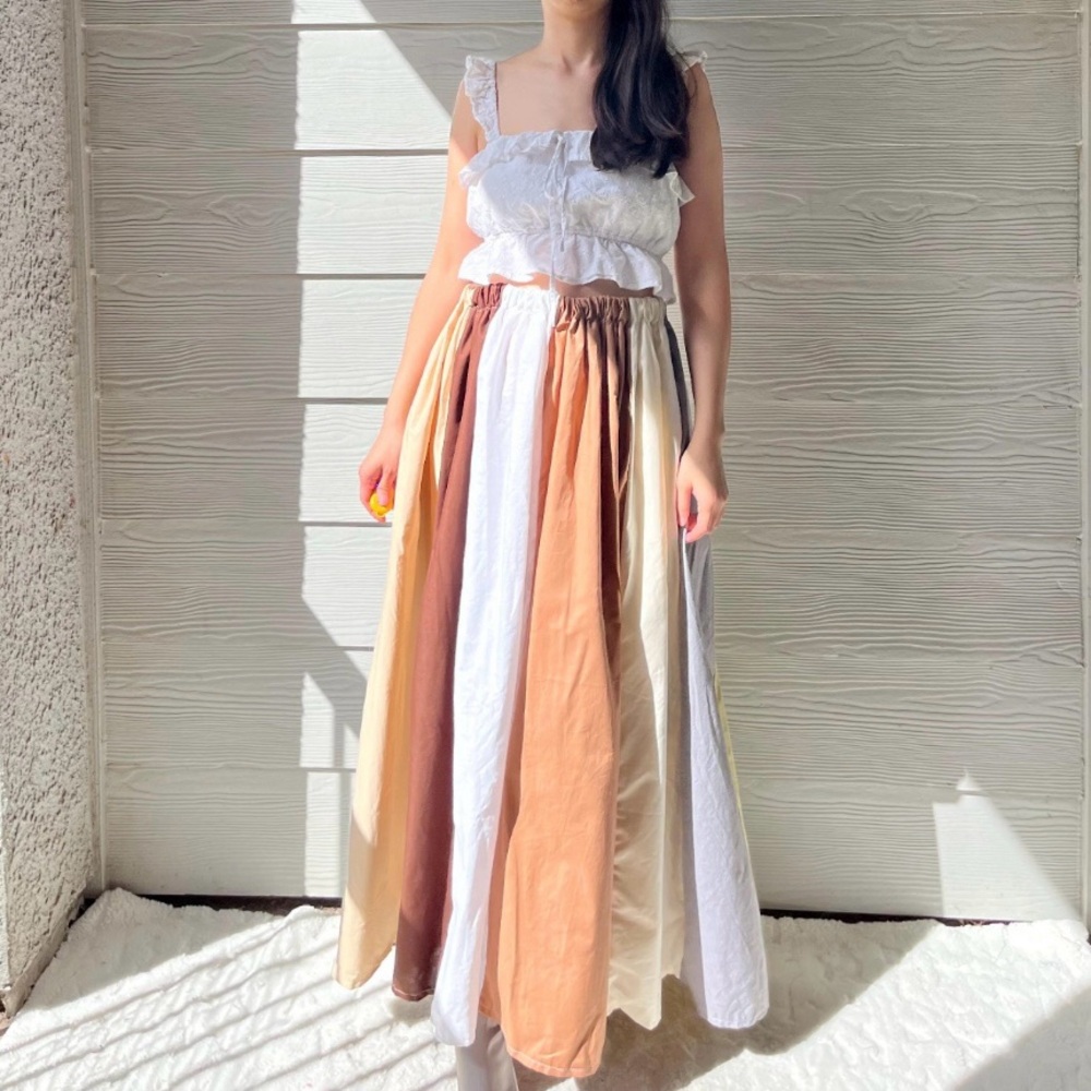 Handmade Muted Pastel Poet Maxi Skirt SKU 06204